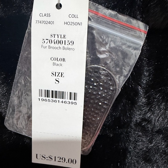 White House Black Market Elegant Black Faux Fur Shrug/ Jacket, Size S, NWT - Picture 5 of 8